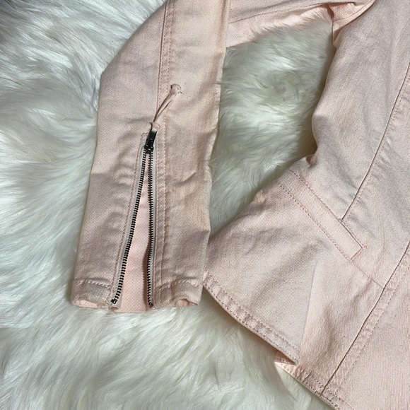 #0128 ELLE Light Pink Fitted Jean Jacket with Side Zipper & Peplum-XS - Picture 7 of 10